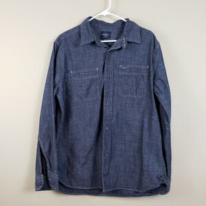 American Eagle Outfitters Mens Blue Long Sleeve Collared Western Shirt Sz Large